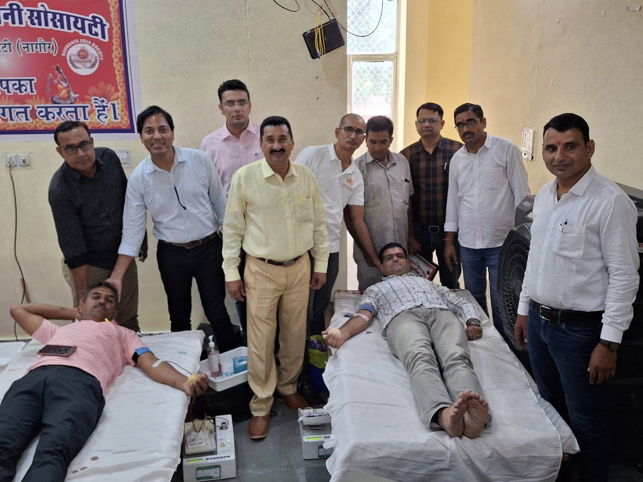 Blood donation camp organized under the joint aegis of Navodaya Alumni Society Kuchaman City and Rajasthan Patrika