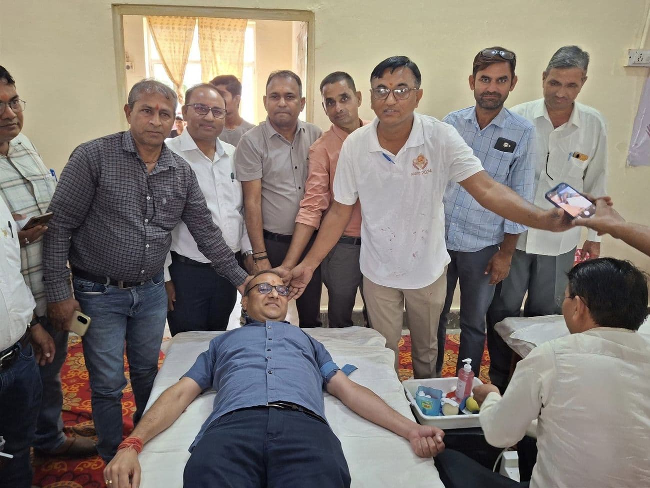 Blood donation camp organized under the joint aegis of Navodaya Alumni Society Kuchaman City and Rajasthan Patrika